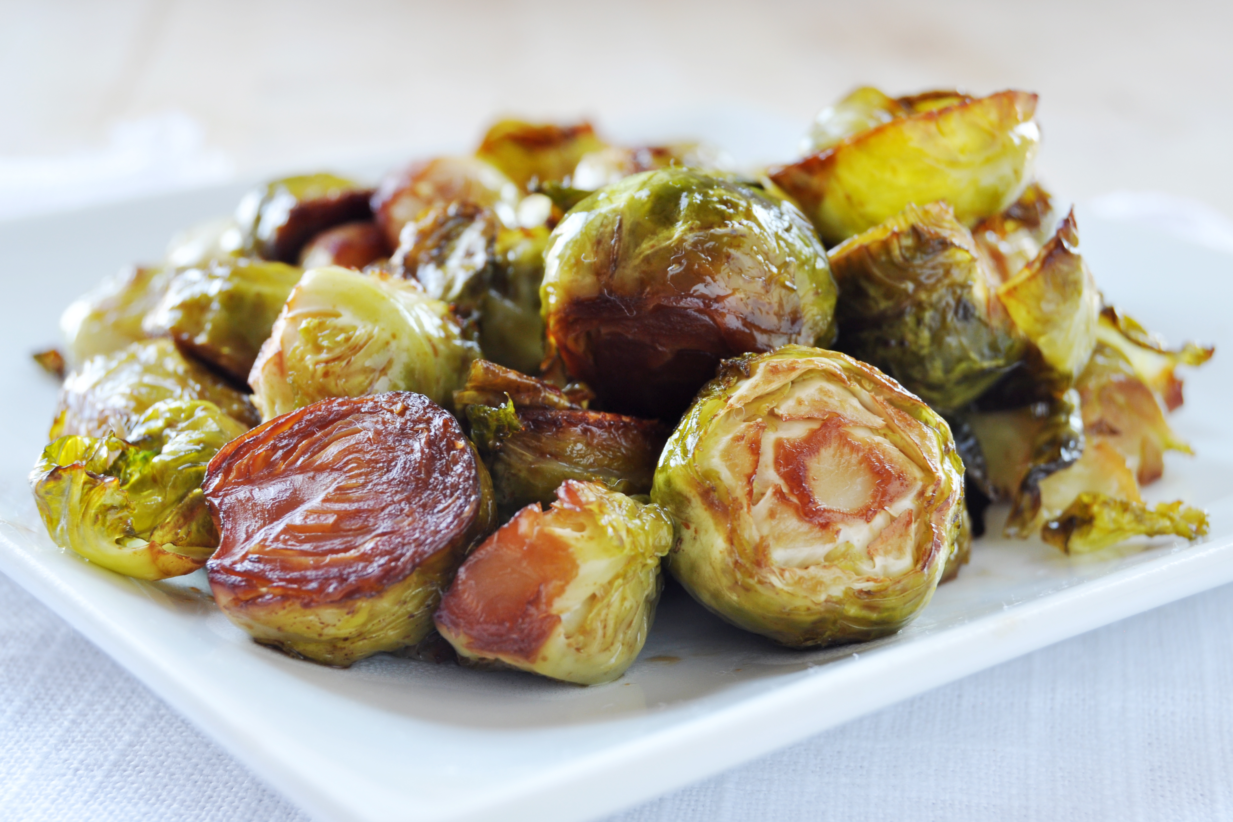 Smoky Maple Roasted Brussel Sprouts Vegan Balsmaic Reduction