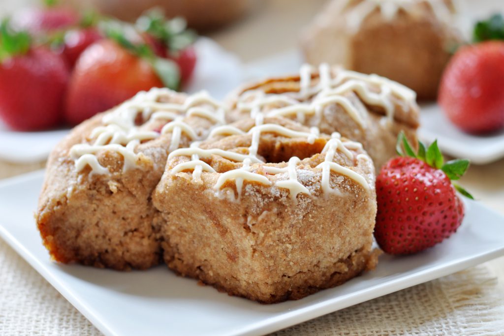 Strawberry Spelt Cinnamon Rolls with Cream Cheese Frosting Vegan 3