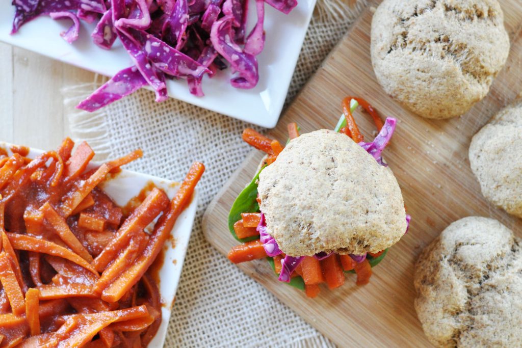 BBQ Stewed Carrots with Slaw and Biscuits Vegan