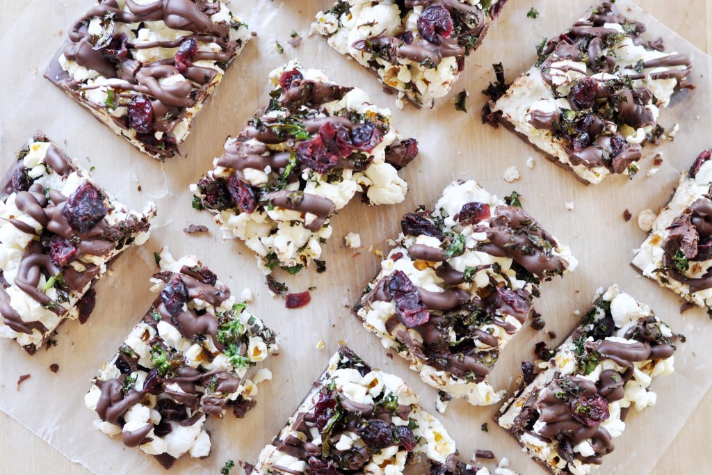 Cranberry, Kale and Popcorn Marshmallow Bark Vegan 4