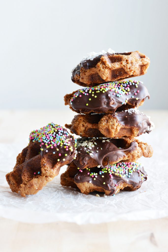 Chocolate Covered Peanut Butter Waffle Cookies, Vegan