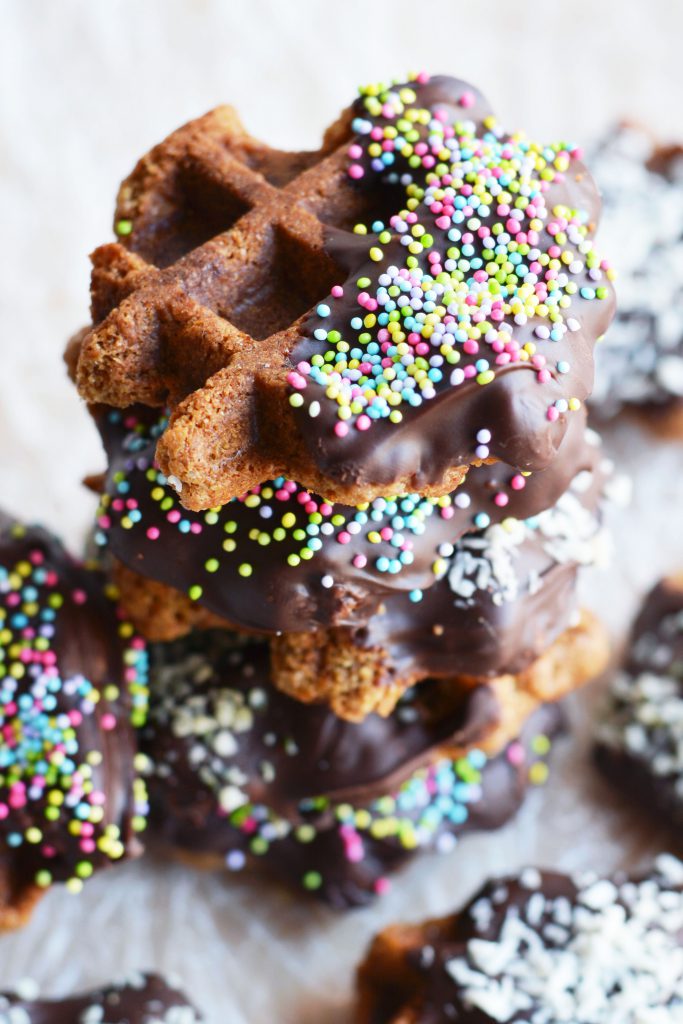 Chocolate Covered Peanut Butter Waffle Cookies, Vegan 2