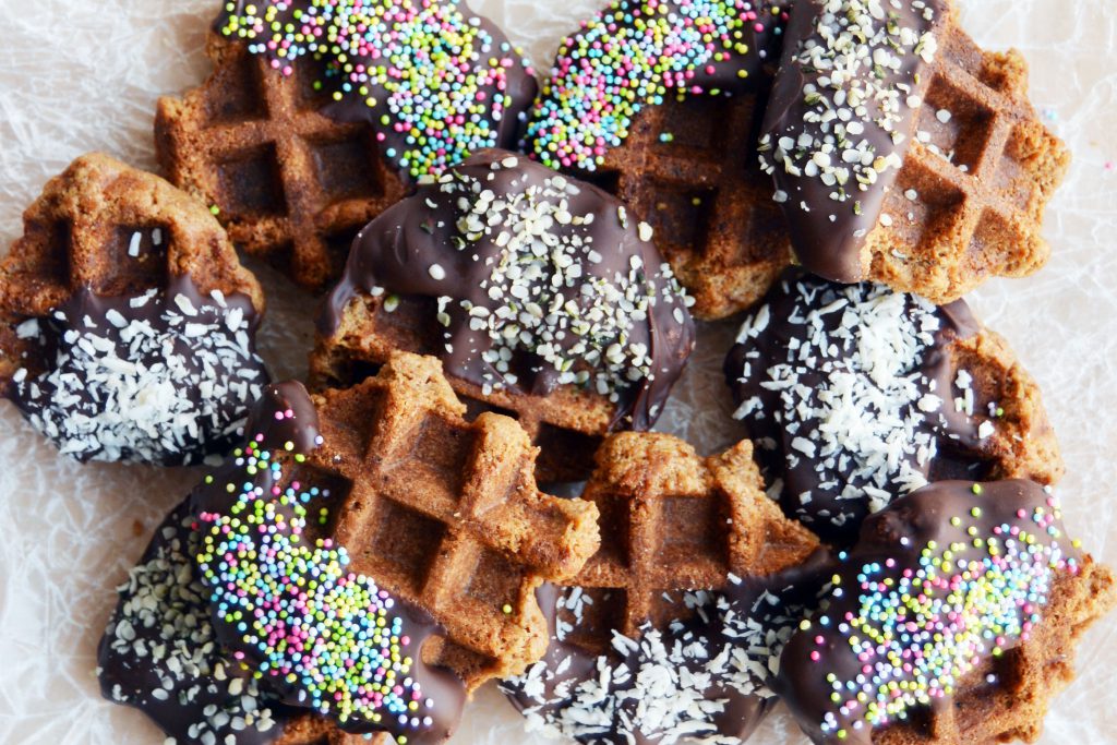 Chocolate Covered Peanut Butter Waffle Cookies, Vegan 4