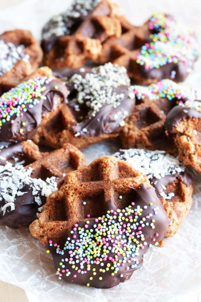 Chocolate Covered Peanut Butter Waffle Cookies, Vegan 6