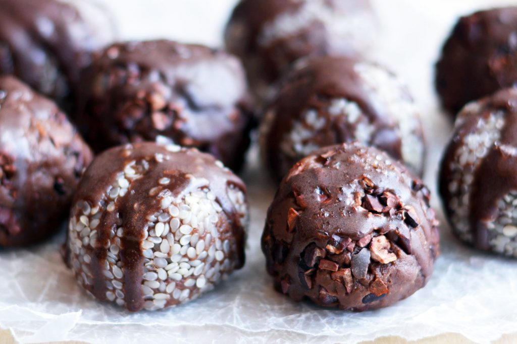 No-Bake Tahini Brownie Energy Balls, Vegan Gluten-Free