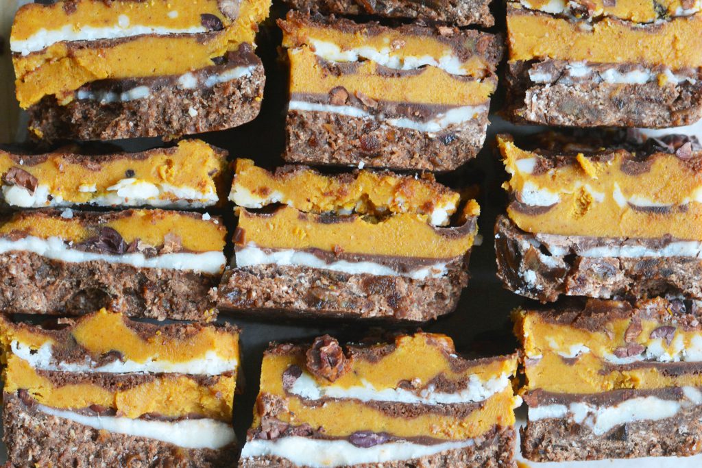 No-Bake Chocolate Pumpkin Halloween Bars Vegan Gluten-Free