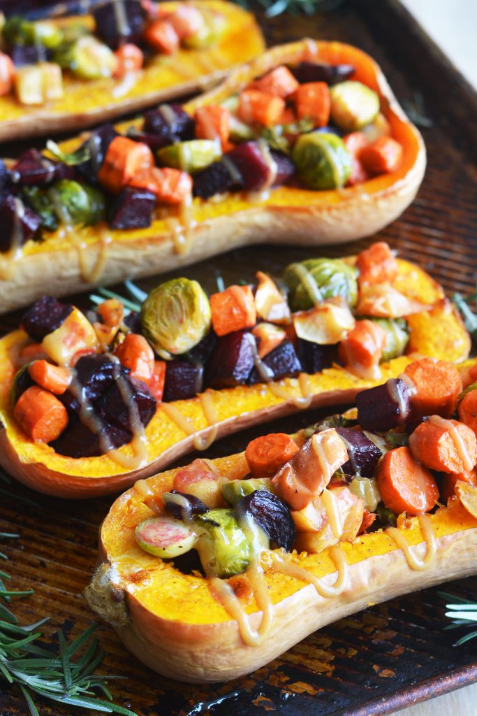 Roasted Vegetable Stuffed Squash Maple Tahini Vegan Gluten-Free 2