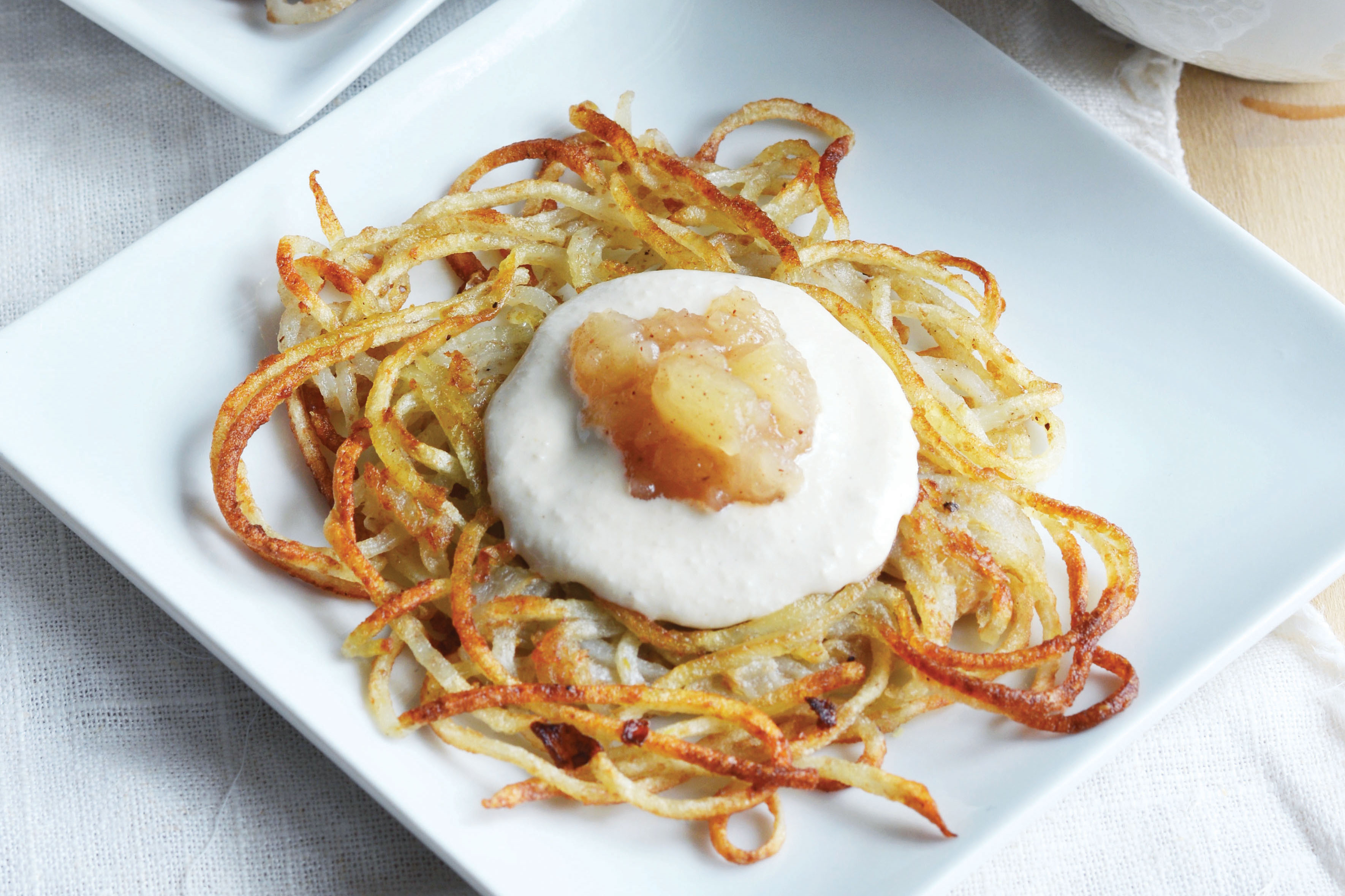 Spiralized Golden Potato Latkes - The Mama Maven Blog