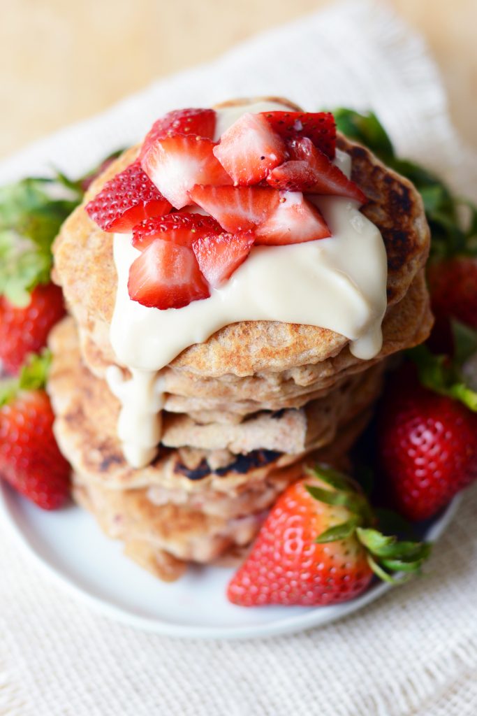 Vegan Strawberry Oatmeal Pancakes